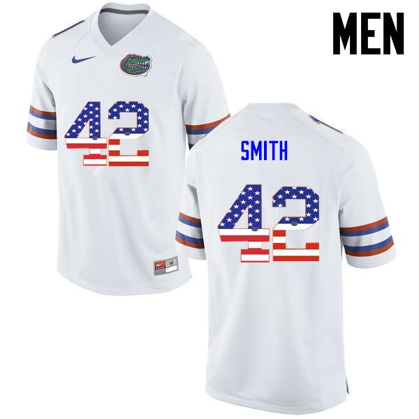 NCAA Florida Gators Jordan Smith Men's #42 USA Flag Fashion Nike White Stitched Authentic College Football Jersey ERB3864CD